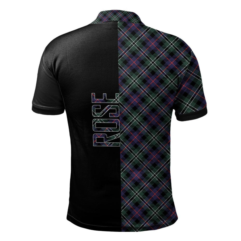 Clan Rose Hunting Modern Tartan Polo Shirt Half of Me - Cross Style GS22 Rose Hunting Modern Tartan Tartan Polo   