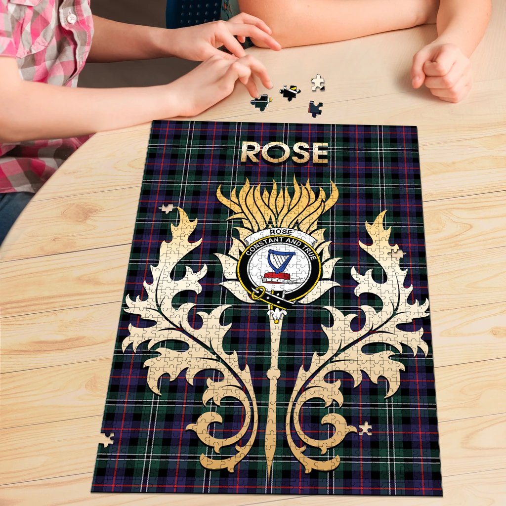 Clan Rose Hunting Modern Tartan Crest Thistle Jigsaw Puzzles Gift For Family YN28 Clan Rose Tartan Today   
