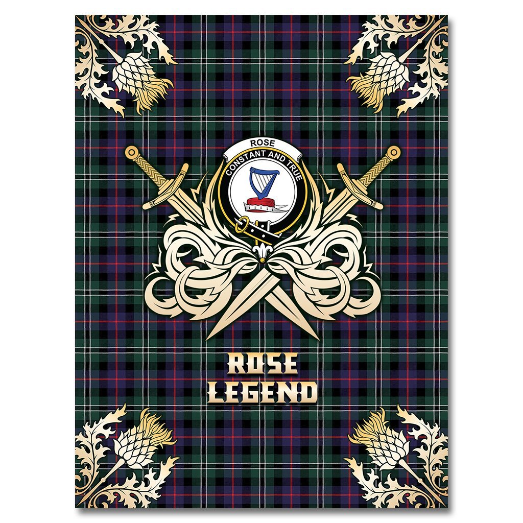 Clan Rose Hunting Modern Tartan Gold Courage Symbol Blanket PK88 Clan Rose Tartan Today   