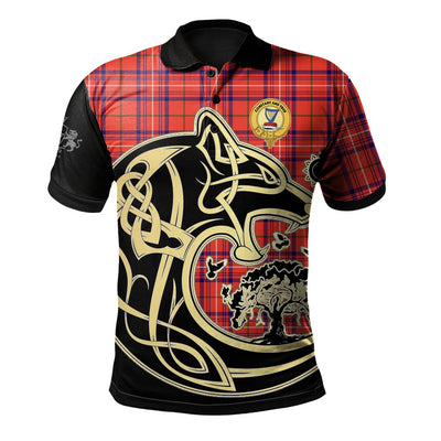 Clan Rose Modern Tartan Polo Shirt Viking Wolf