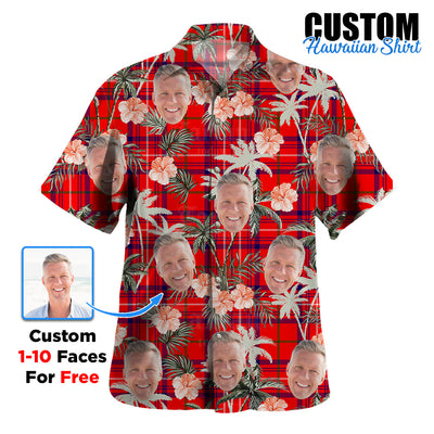 Clan Rose Tartan Custom Face Hawaiian Shirt – Unisex Gift for Family Members, Summer Party