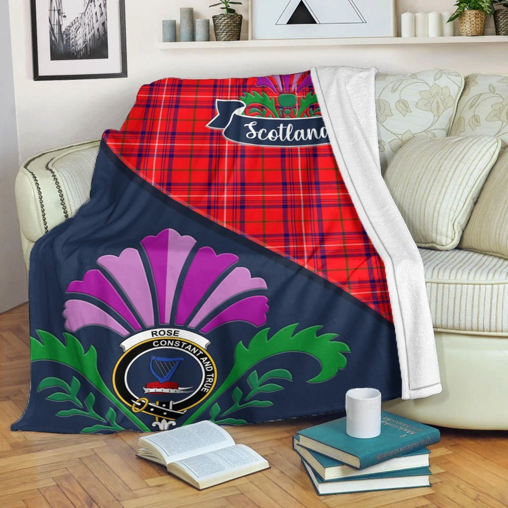 Clan Rose Tartan Crest Premium Blanket Thistle Style JY87 Clan Rose Tartan Today   