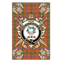 Clan Ross Ancient Tartan Crest Black Garden Flag  - Gold Thistle  LV43 Clan Ross Tartan Today   