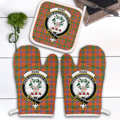 Clan Ross Ancient Tartan Crest Oven Mitt And Pot Holder (2 Oven Mitts + 1 Pot Holder) BW85 Clan Ross Tartan Today   