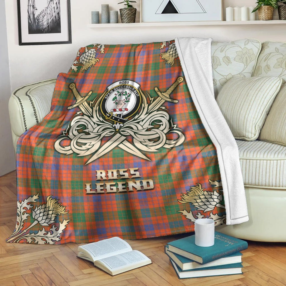 Clan Ross Ancient Tartan Gold Courage Symbol Blanket TT92 Clan Ross Tartan Today   