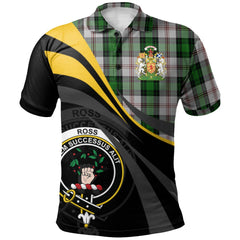 Clan Ross Arisaid Tartan Polo Shirt - Royal Coat Of Arms Style UB75 Ross Arisaid Tartan Tartan Polo   