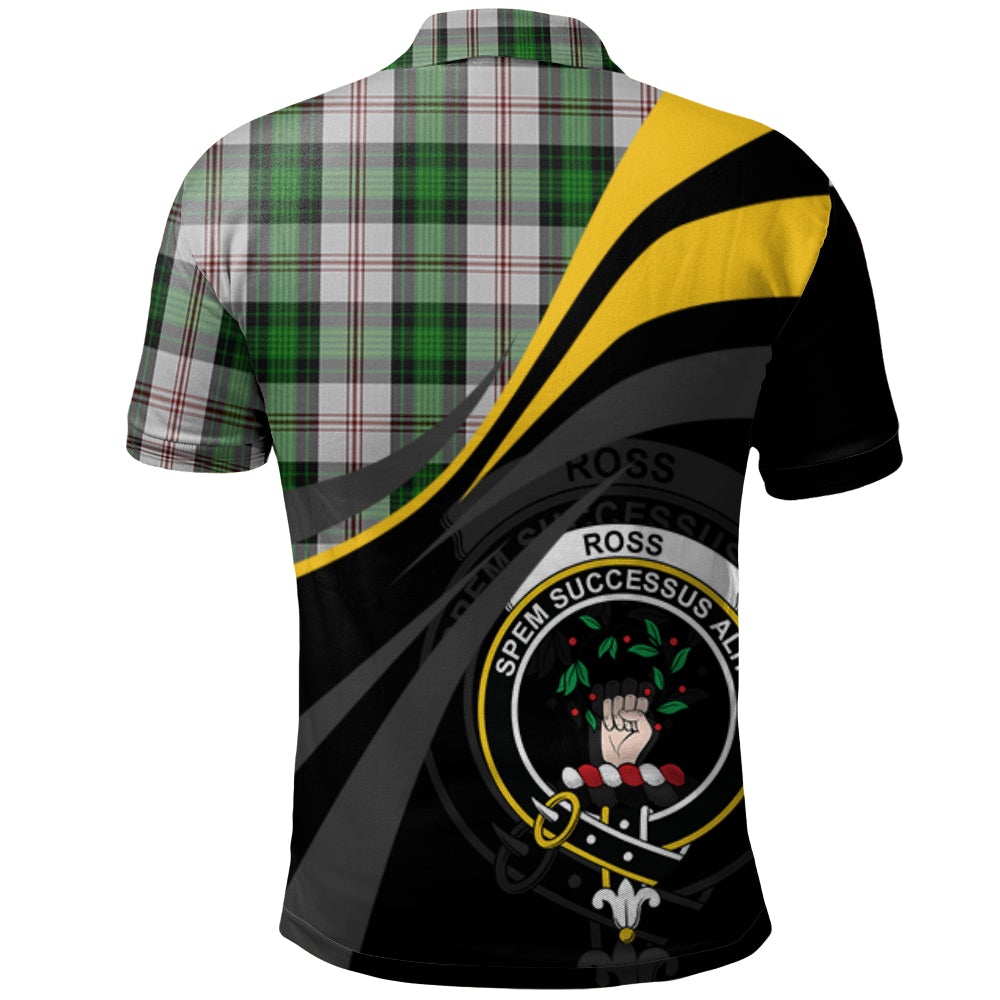 Clan Ross Arisaid Tartan Polo Shirt - Royal Coat Of Arms Style UB75 Ross Arisaid Tartan Tartan Polo   