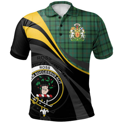 Clan Ross Hunting Ancient Tartan Polo Shirt - Royal Coat Of Arms Style