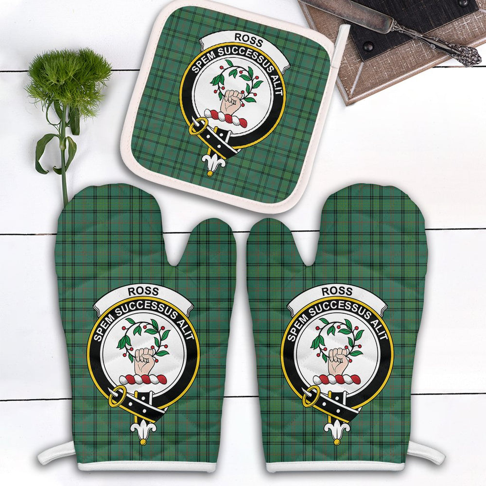 Clan Ross Hunting Ancient Tartan Crest Oven Mitt And Pot Holder (2 Oven Mitts + 1 Pot Holder) MB28 Clan Ross Tartan Today   