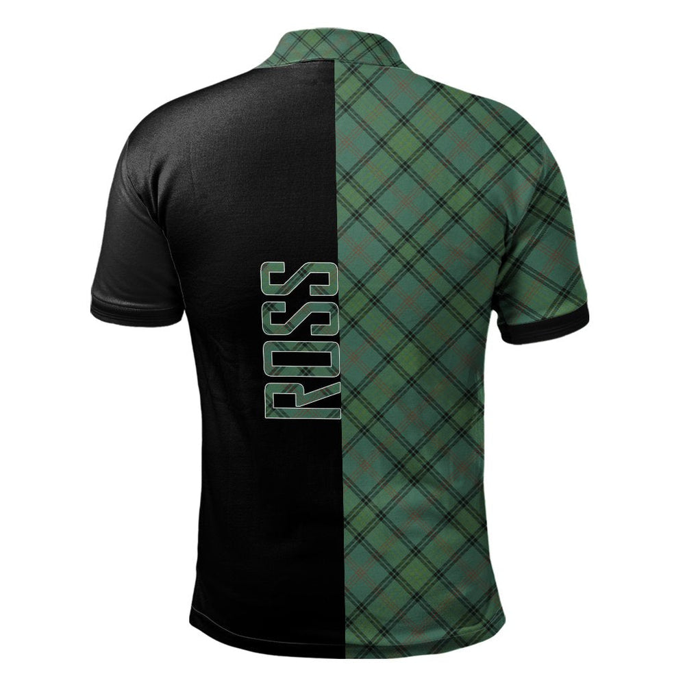 Clan Ross Hunting Ancient Tartan Polo Shirt Half of Me - Cross Style ZW40 Ross Hunting Ancient Tartan Tartan Polo   