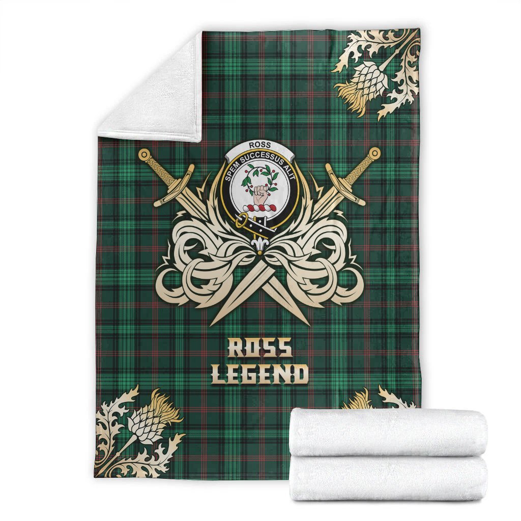 Clan Ross Hunting Modern Tartan Gold Courage Symbol Blanket AC91 Clan Ross Tartan Today   