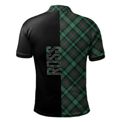 Clan Ross Hunting Modern Tartan Polo Shirt Half of Me - Cross Style AV27 Ross Hunting Modern Tartan Tartan Polo   
