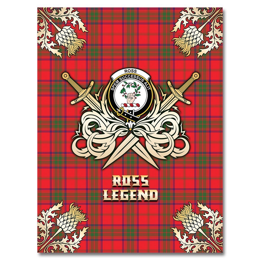 Clan Ross Modern Tartan Gold Courage Symbol Blanket SC83 Clan Ross Tartan Today   