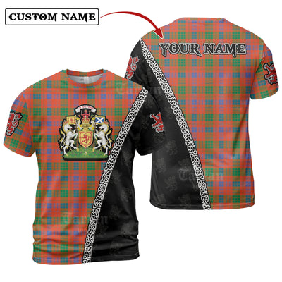 Personalized Clan Ross Ancient Tartan Shirt with Scotland Coat of Arms & Custom Name