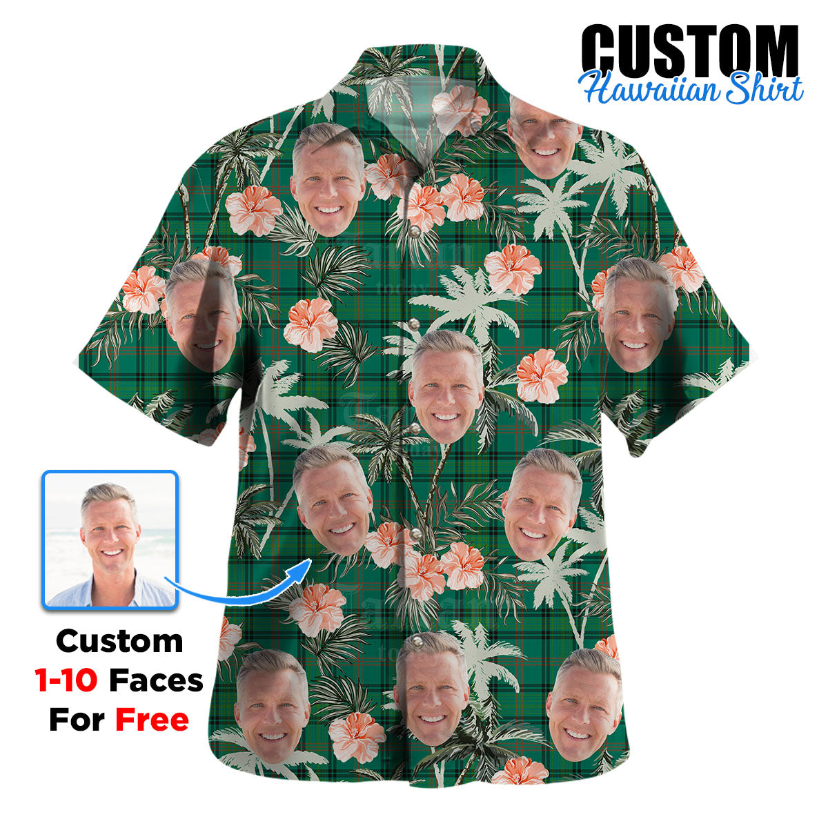 Clan Ross Hunting Ancient Tartan Custom Face Hawaiian Shirt – Unisex Gift for Family Members, Summer Party FJ44 Ross Hunting Ancient Tartan Tartan Hawaii Shirt