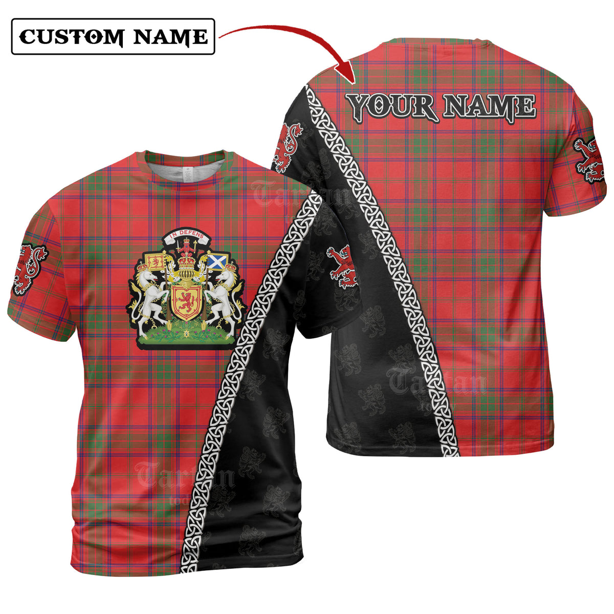 Ross Modern Tartan Shirt with Scotland Coat of Arms & Custom Name FG59