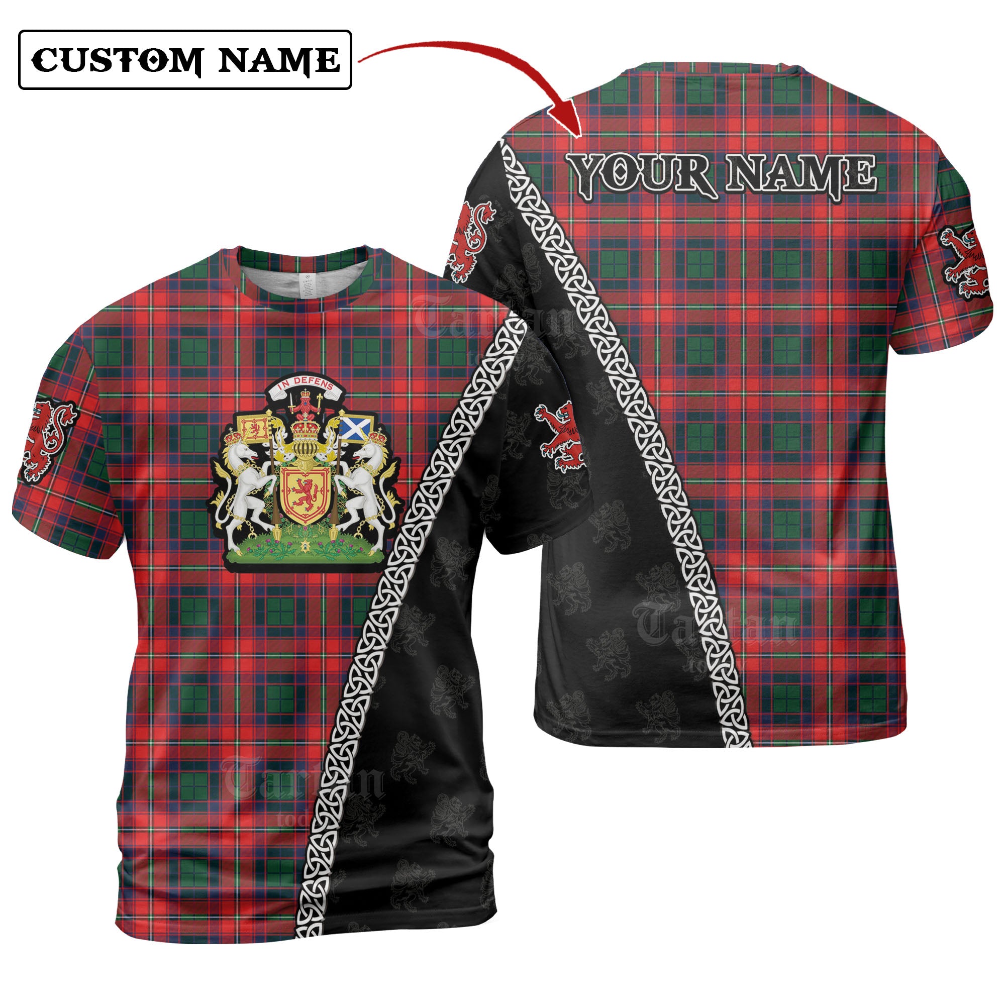 Roxburgh District Tartan Shirt with Scotland Coat of Arms & Custom Name HT54