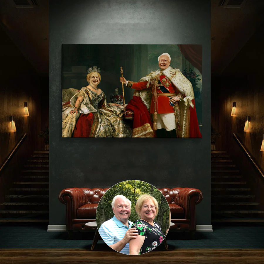 Royalty Couple Personalized Portrait from Your Photo, Custom Tartan. Custom Canvas Wall Art  Tartan Today   