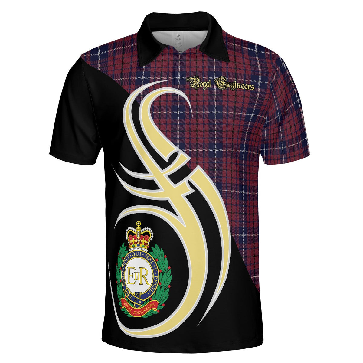 Clan Royal Engineers Tartan Polo Shirt - Believe In Me Style GO58 Royal Engineers Tartan Tartan Polo   