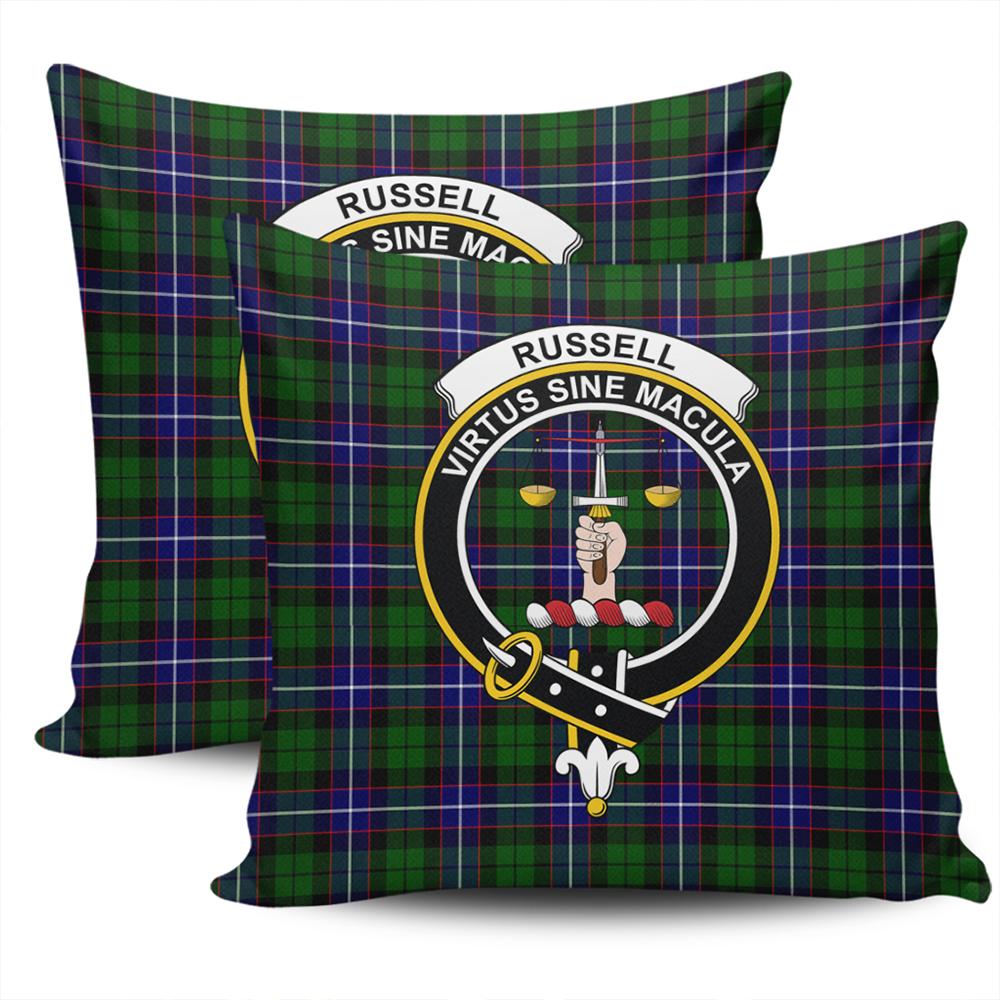 Clan Russell Modern Tartan Crest Pillow Cover DC34 Clan Russell Tartan Today   