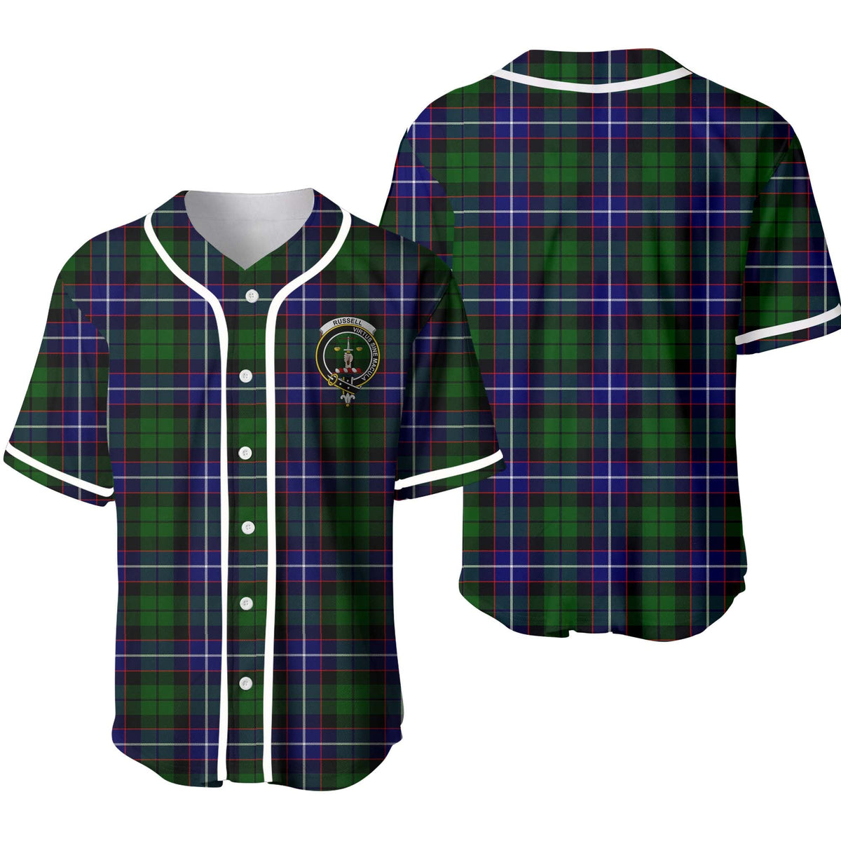 Clan Russell Tartan Unisex Baseball Jersey MV45HJ92 Clan Russell Tartan Today   