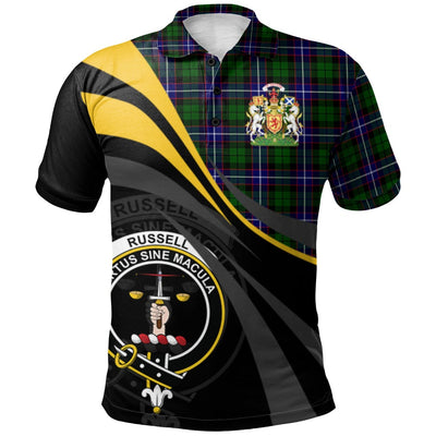 Clan Russell Modern Tartan Polo Shirt - Royal Coat Of Arms Style GX53