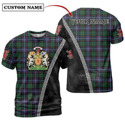 Personalized Clan Russell Modern Tartan Shirt with Scotland Coat of Arms & Custom Name ON79