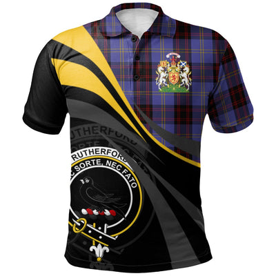 Clan Rutherford Tartan Polo Shirt - Royal Coat Of Arms Style