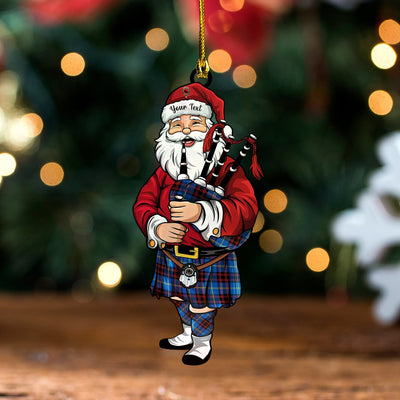 Personalized Clan Rutherford Modern Clan Crest Tartan Santa Ornament – Custom Acrylic Christmas Decoration ZI93