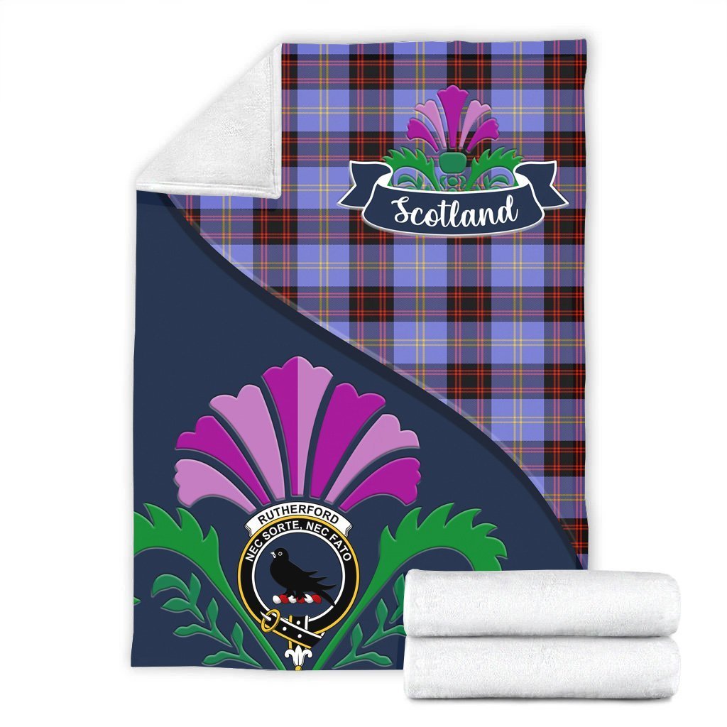 Clan Rutherford Tartan Crest Premium Blanket Thistle Style FY72 Clan Rutherford Tartan Today   