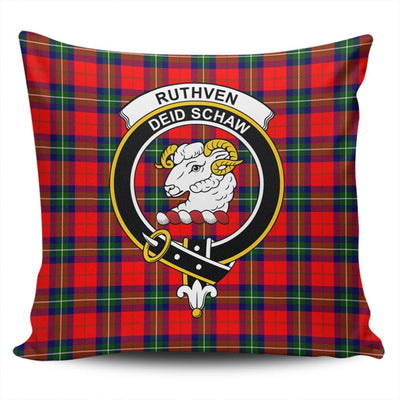 Clan Ruthven Modern Tartan Crest Pillow Cover