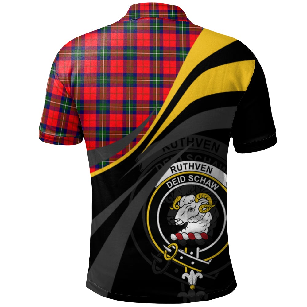 Clan Ruthven Modern Tartan Polo Shirt - Royal Coat Of Arms Style HF46 Ruthven Modern Tartan Tartan Polo   