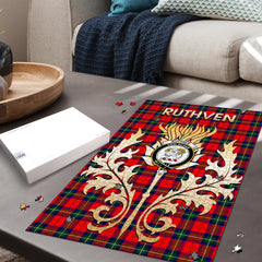 Clan Ruthven Modern Tartan Crest Thistle Jigsaw Puzzles Gift For Family FY71 Clan Ruthven Tartan Today   