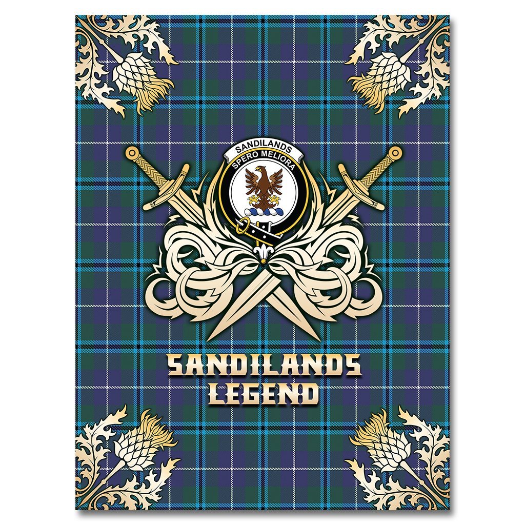 Clan Sandilands Tartan Gold Courage Symbol Blanket WA78 Clan Sandilands Tartan Today   