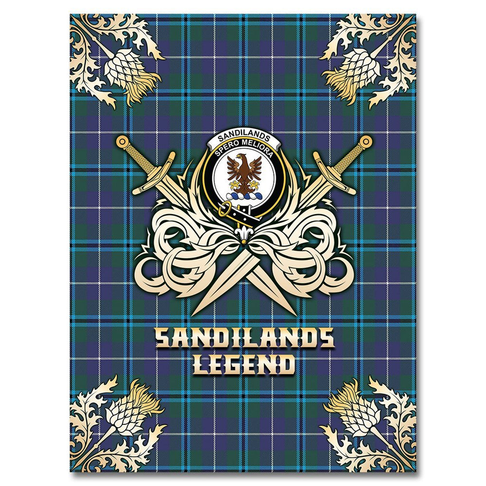 Clan Sandilands Tartan Gold Courage Symbol Blanket WA78 Clan Sandilands Tartan Today   