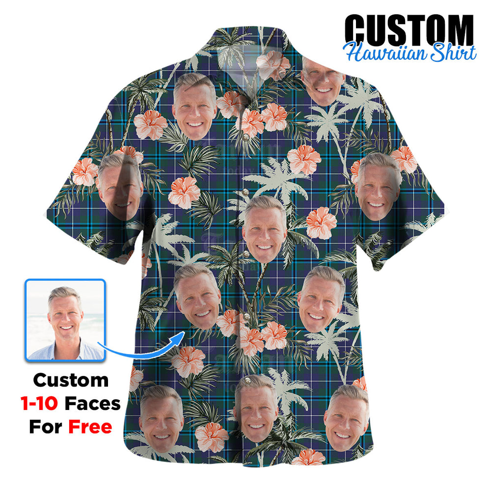 Clan Sandilands (Douglas) Tartan Custom Face Hawaiian Shirt – Unisex Gift for Family Members, Summer Party LZ55 Sandilands (Douglas) Tartan Tartan Hawaii Shirt