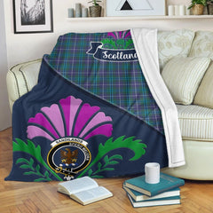 Clan Sandilands Tartan Crest Premium Blanket Thistle Style HU31 Clan Sandilands Tartan Today   