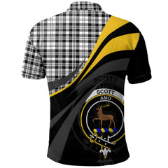 Clan Scott Black White Modern Tartan Polo Shirt - Royal Coat Of Arms Style EK97 Scott Black White Modern Tartan Tartan Polo   