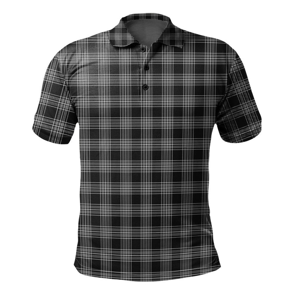 Clan Scott Black and White Tartan Polo Shirt NG47 Scott Black and White Tartan Tartan Polo   