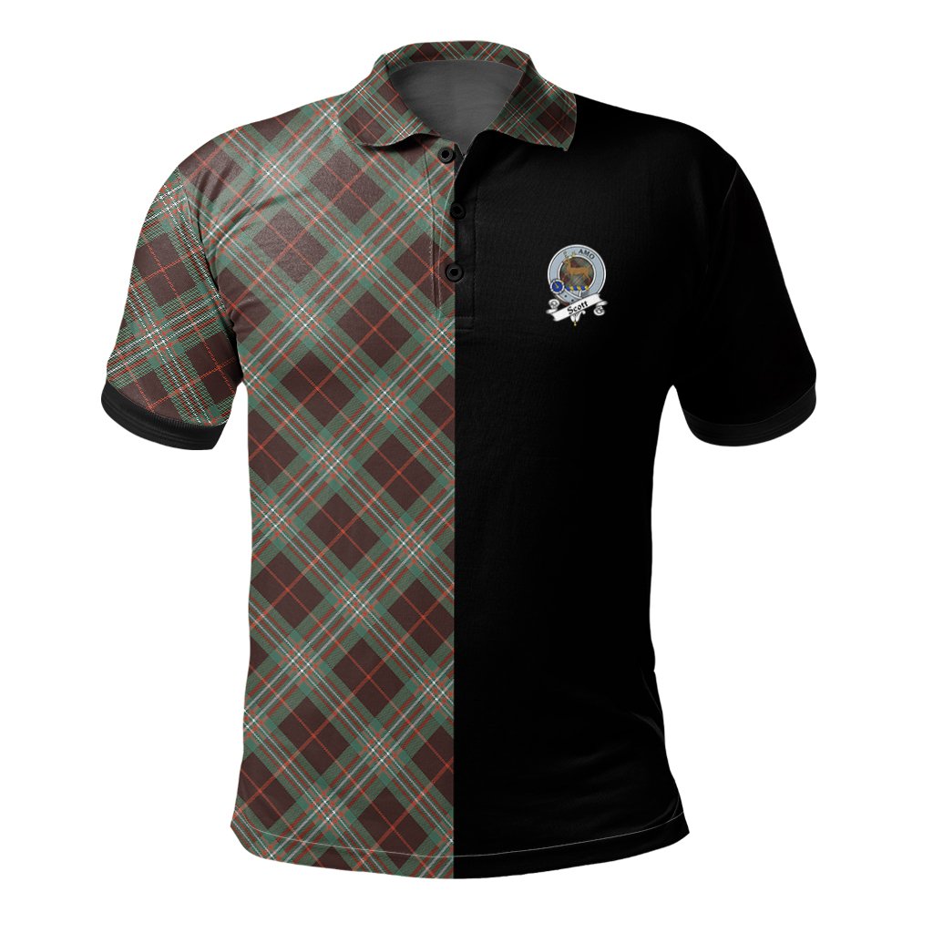 Clan Scott Brown Ancient Tartan Polo Shirt Half of Me - Cross Style BD34 Scott Brown Ancient Tartan Tartan Polo   