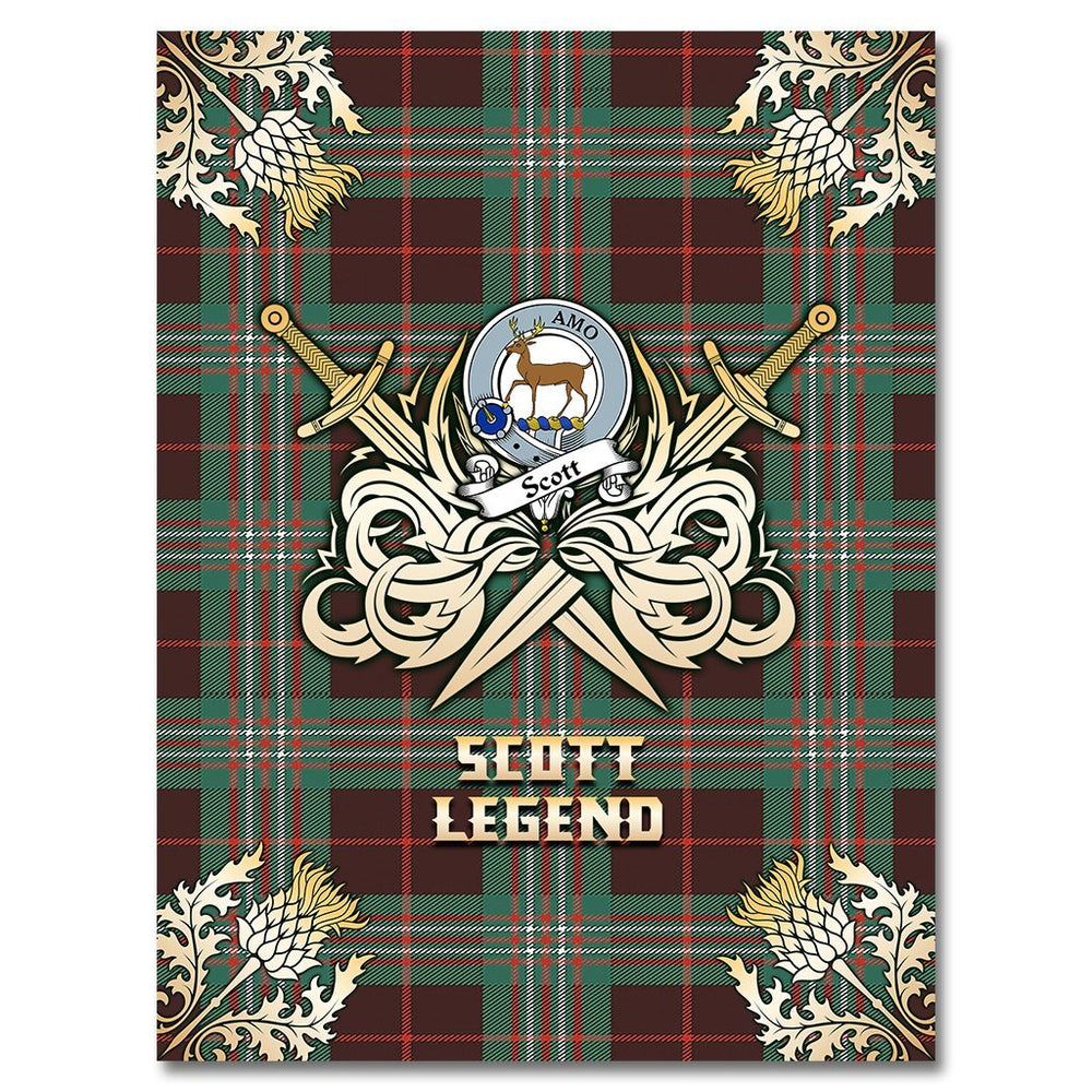 Clan Scott Brown Ancient Tartan Gold Courage Symbol Blanket TN40 Clan Scott (Scott Tartan) Tartan Today   