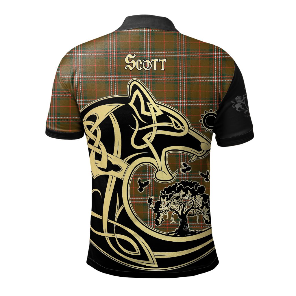 Clan Scott Brown Modern Tartan Polo Shirt Viking Wolf HR80 Scott Brown Modern Tartan Tartan Polo   