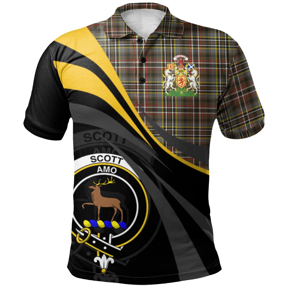 Clan Scott Green Weathered Tartan Polo Shirt - Royal Coat Of Arms Style DI45 Scott Green Weathered Tartan Tartan Polo   