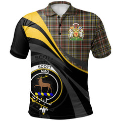Clan Scott Green Weathered Tartan Polo Shirt - Royal Coat Of Arms Style DI45 Scott Green Weathered Tartan Tartan Polo   