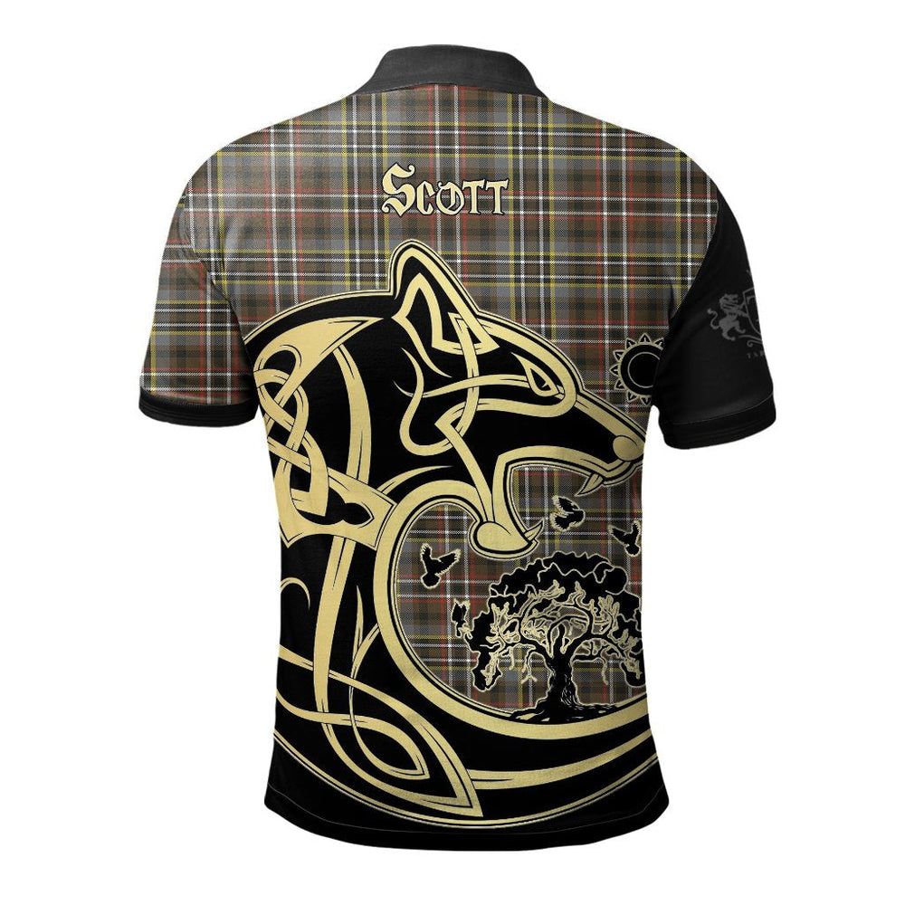 Clan Scott Green Weathered Tartan Polo Shirt Viking Wolf QC29 Scott Green Weathered Tartan Tartan Polo   