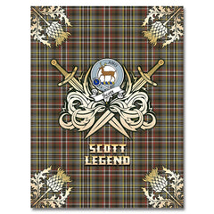 Clan Scott Green Weathered Tartan Gold Courage Symbol Blanket BP30 Clan Scott (Scott Tartan) Tartan Today   