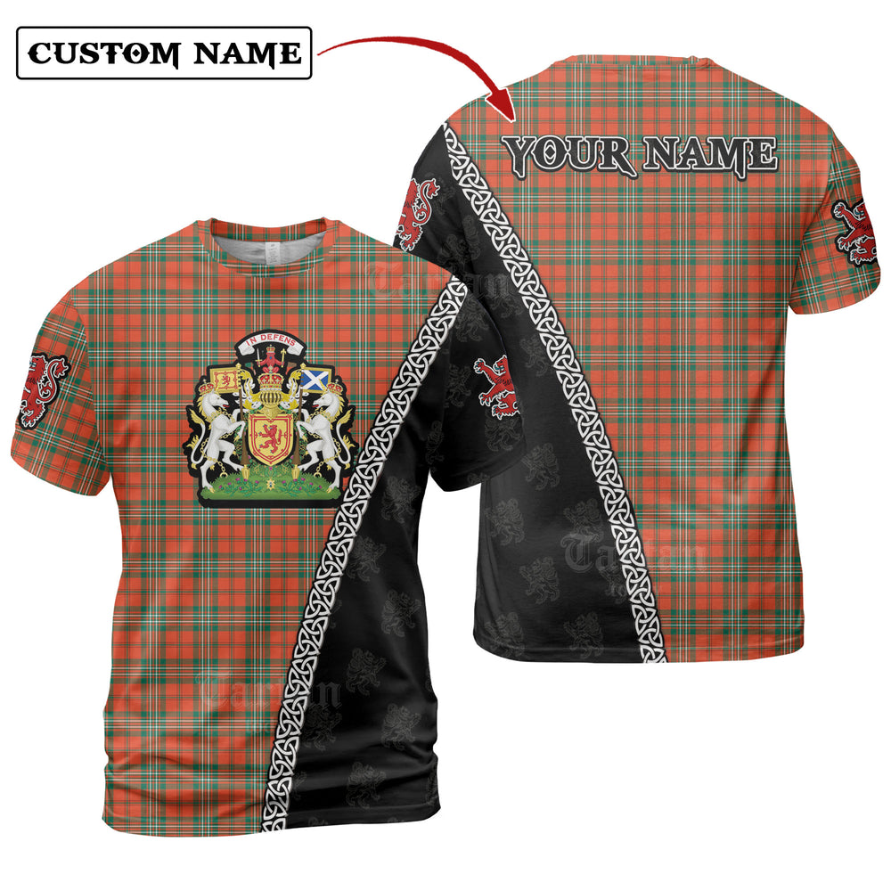 Scott Ancient Tartan Shirt with Scotland Coat of Arms & Custom Name JO23