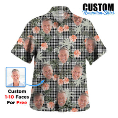 Clan Scott Black & White Modern Tartan Custom Face Hawaiian Shirt – Unisex Gift for Family Members, Summer Party DU42 Scott Black & White Modern Tartan Tartan Hawaii Shirt