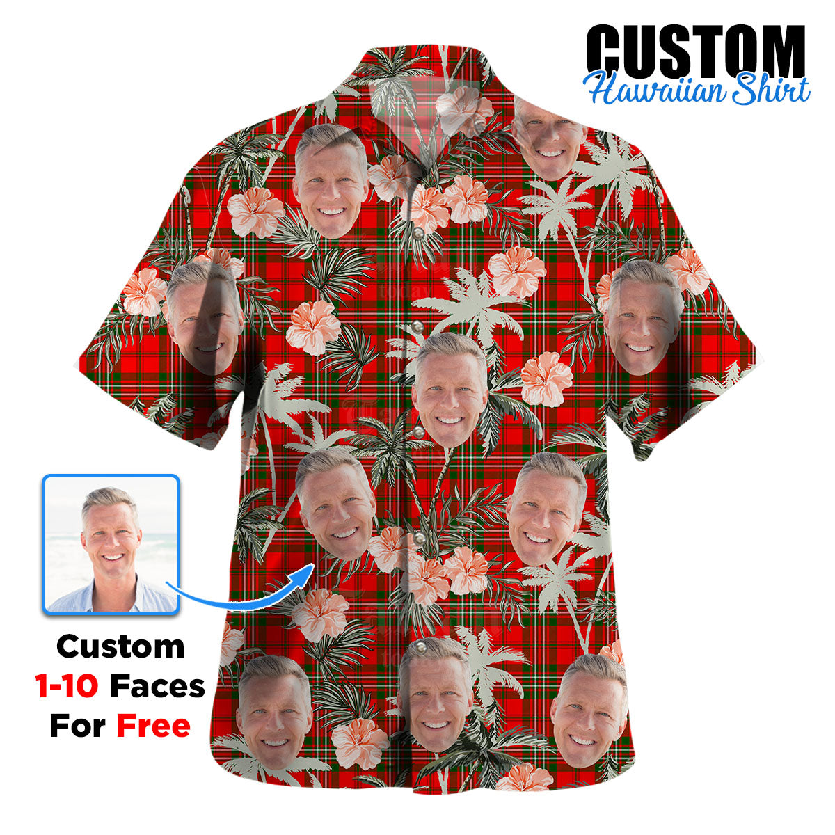 Clan Scott Modern Tartan Custom Face Hawaiian Shirt – Unisex Gift for Family Members, Summer Party WB22 Scott Modern Tartan Tartan Hawaii Shirt