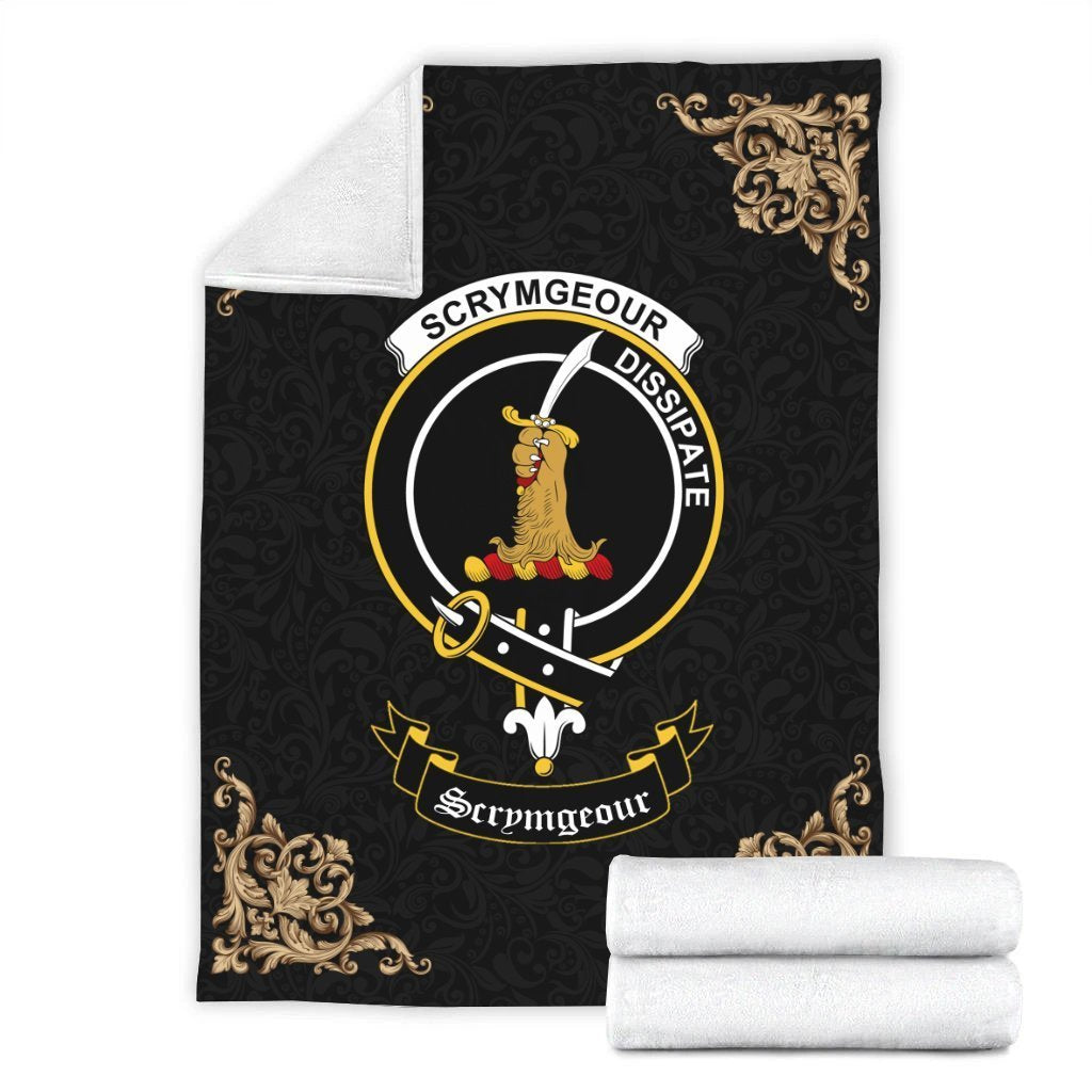 Clan Scrymgeour Crest Tartan Premium Blanket Black DZ57 Clan Scrymgeour Tartan Today   